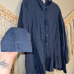 Westbound Woman - Blue Button Down Shirt - Long Sleeve - 2X